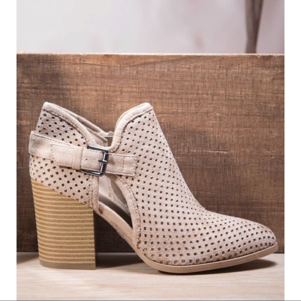Amanda Blu Taupe Perforated Bootie with Buckle 8